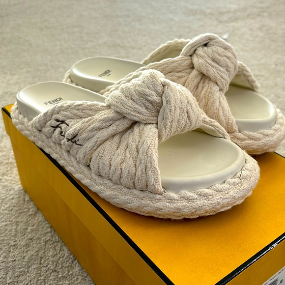 Fendi Shoes - Fendi Cream Knotted Sandals